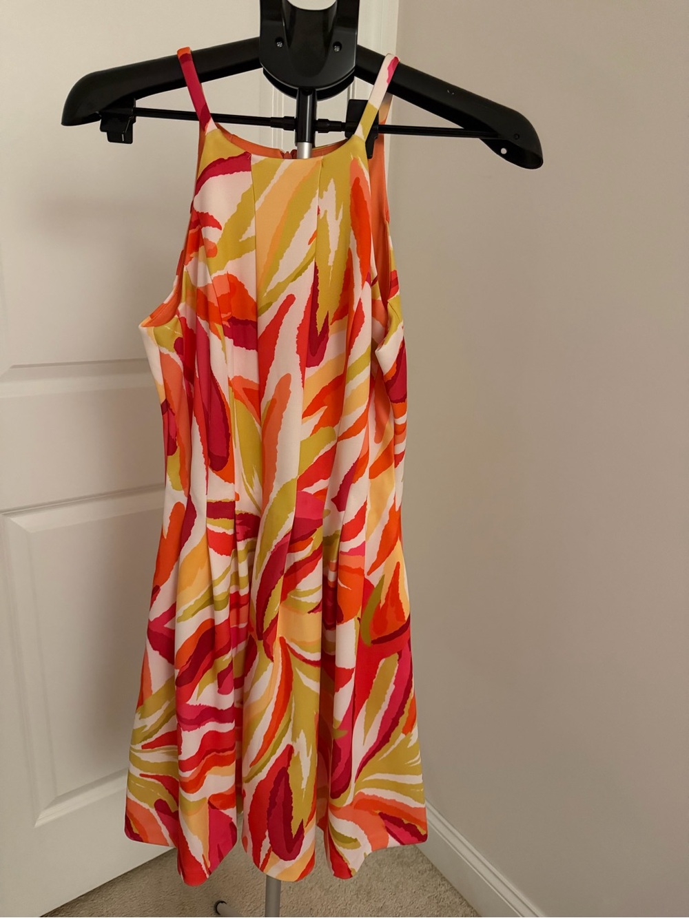 Vince Camuto Multicolor Abstract Mini Dress in Orange, Pink & Yellow
